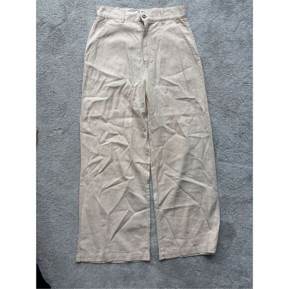 NWOT Le Jean Linen Jude trouser in sand, Sz 26 $249 B32 - Picture 2 of 7